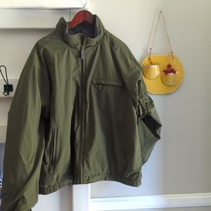 Eddie Bauer Military Green Bomber Style Jacket Lined XL